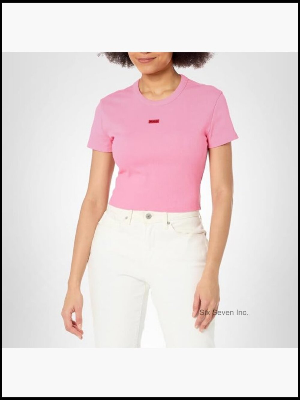 Short sleeve fitted crop top, cotton blend, casual tee